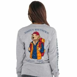 Cheapest ⌛ Simply Southern 👩 Women's Long Sleeve Cool 🐕 Dog ✨ -Charles River Apparel shop LS COOLDOG HTHRGRY 51259 32410.1667330519