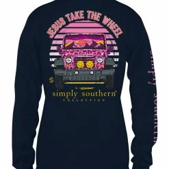 Wholesale ❤️ Simply Southern 👩 Women's Long Sleeve Jesus Take The Wheel T-Shirt 🛒