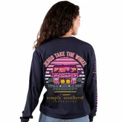 Wholesale ❤️ Simply Southern 👩 Women's Long Sleeve Jesus Take The Wheel T-Shirt 🛒 -Charles River Apparel shop LS JESUS NIGHT 33329 48172.1667329548