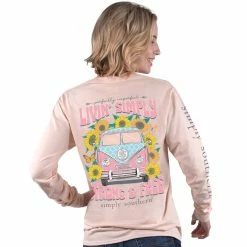 Best Pirce 🛒 Simply Southern 👩 Women's Long Sleeve Livinsimply T-Shirt ⌛ -Charles River Apparel shop LS LIVINSIMPLY CREME 77215 41640.1667328794