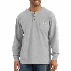 Cheap 😉 Carhartt Long Sleeve Henley T-Shirt 👏 -Charles River Apparel shop heather grey 95146.1666193268