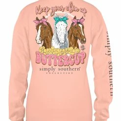 Cheap 🔥 Simply Southern 👩 Women's Long Sleeve Horses T-Shirt 😀