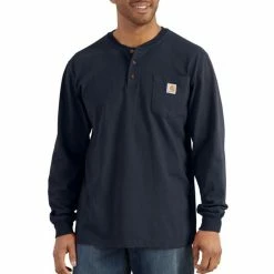 Cheap 😉 Carhartt Long Sleeve Henley T-Shirt 👏 -Charles River Apparel shop navy 57226.1666193268