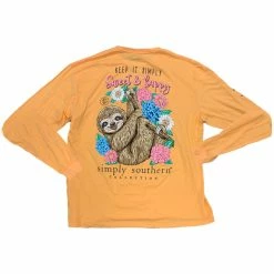 Discount 👍 Simply Southern 👩 Women's Long Sleeve Sloth T-shirt 🎉